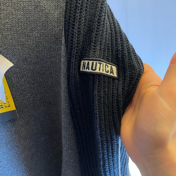 VINTAGE NWT Mens Nautica Jeans Grey Quarter Zip Pull Over Sweater - Picture 9 of 12